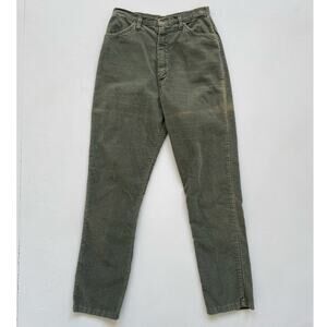 Vtg 60s Sage Green High Rise Corduroy Mod Pants / 25" W / Tapered Talon Zipper